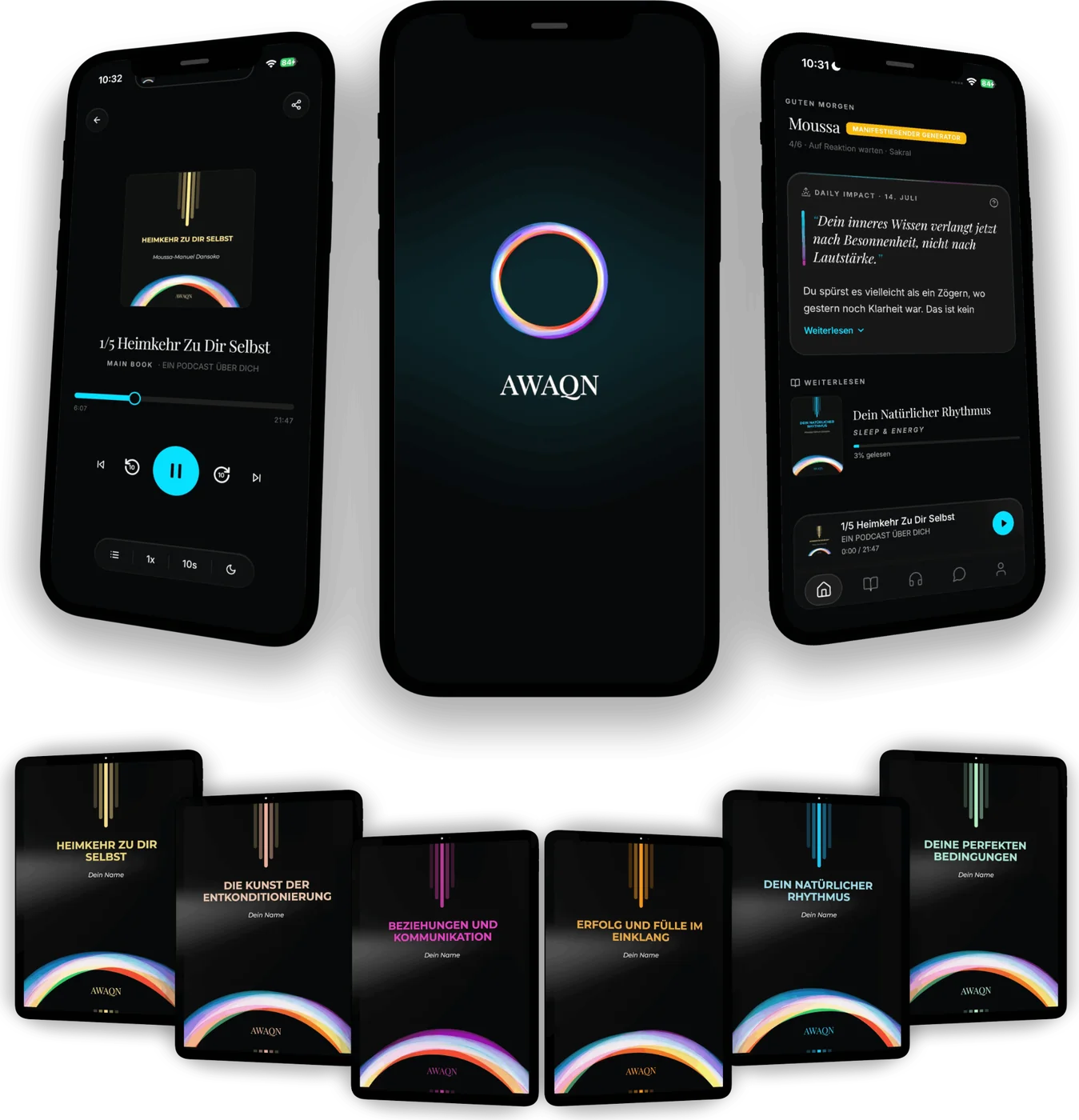Die AWAQN App und die sechs Bände auf iPhone und iPad